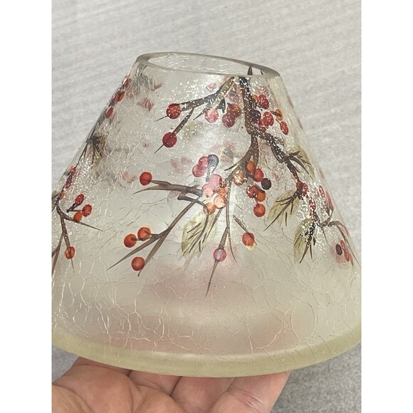 Yankee Candle Macintosh 22 oz Jar + Crackle Glass Winter Berries Shade 4″ - Picture 10 of 11